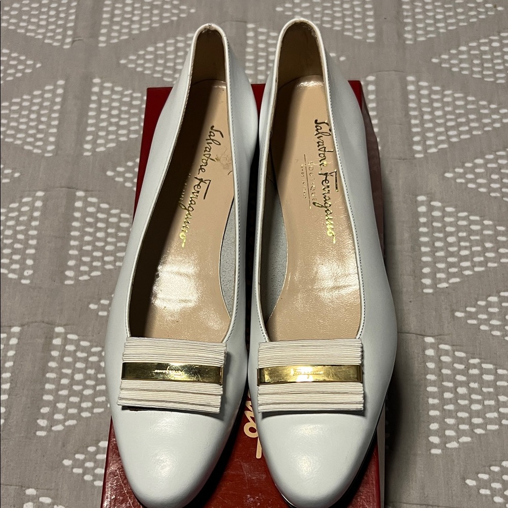 Salvatore Ferragamo White Leather Loafers - Picture 12 of 16